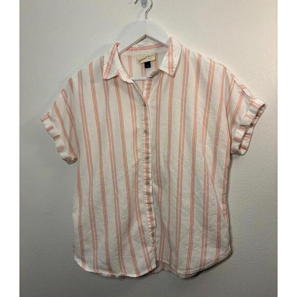 Universal Thread Tops - Universal Thread Striped Button Short Sleeve Shirt Size Small